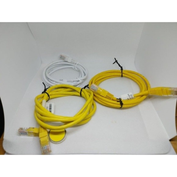 Lot of 3 Ethernet Patch Cables Cat5/5e 8 Connector RJ-45 Yellow/White READ!!- - Picture 2 of 5